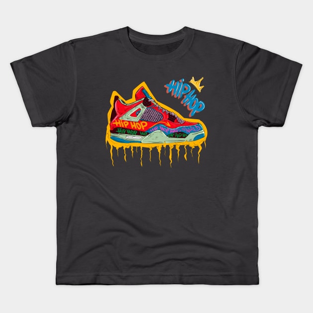 HIP HOP JORDAN SHOES Kids T-Shirt by yera